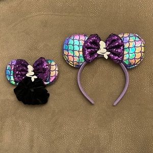 Little Mermaid Ears and hair scrunchie.
